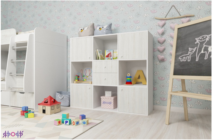 Стеллаж Джери (Дуб молочный/Лайм)