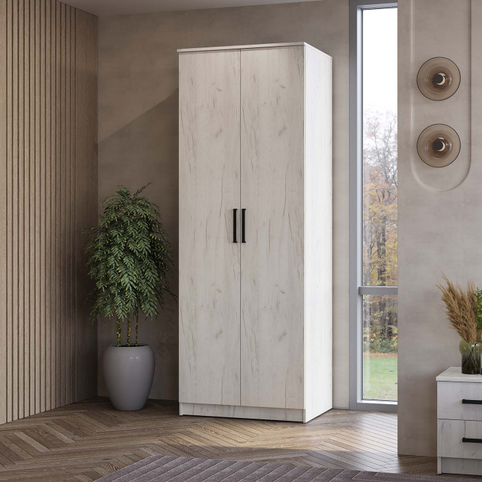 "Фиеста" шкаф 2-х створчатый (802х2216х610) дуб крафт белый