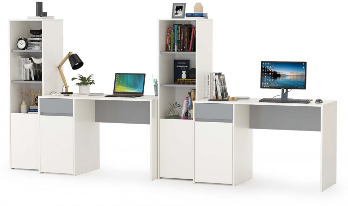 Торонто Компоновка № 07, цвет белый шагрень/стальной серый, ШхГхВ 320х53,1х149,7 см., универсальная сборка