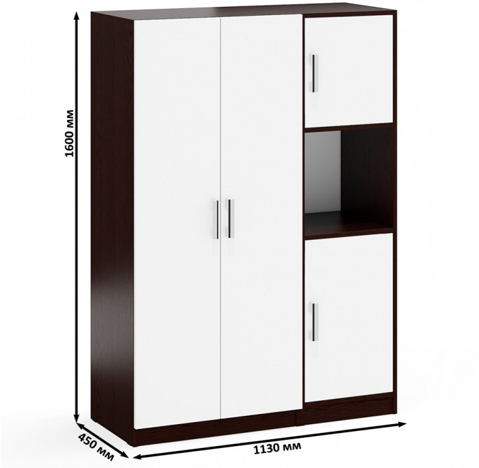 Шкаф С-МД-СК9Ш+Пенал С-МД-СК9П, венге/белый шагрень