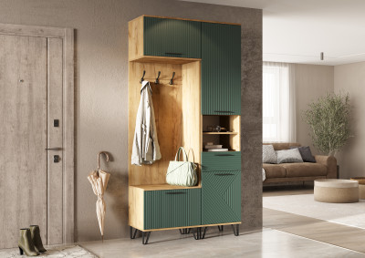 Флэш Прихожая, вариант №2, Браш мени грин/Дуб крафт