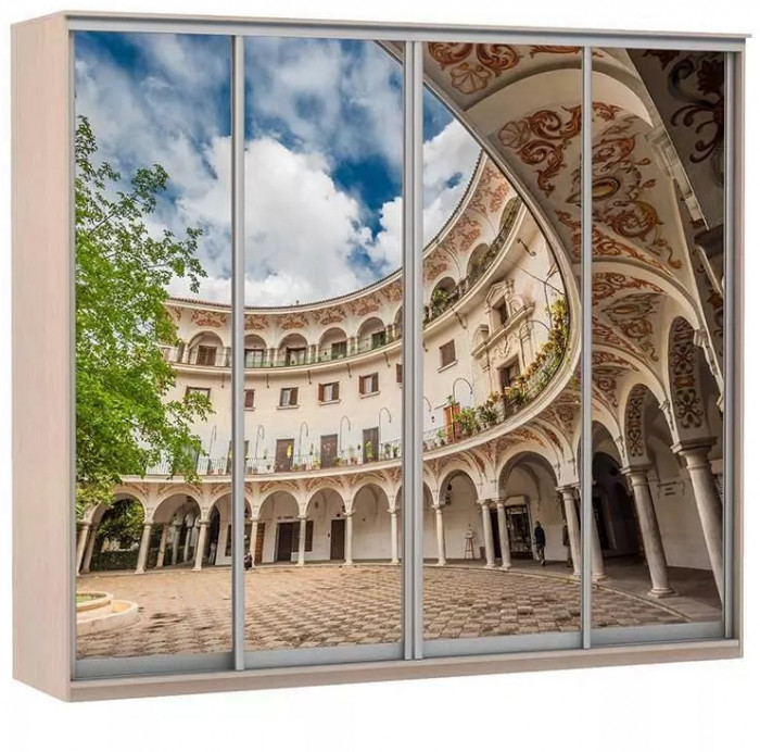 Шкаф купе Модерн 2362х600 4-х дверный 3-х секционный фотопечать №2 ясень