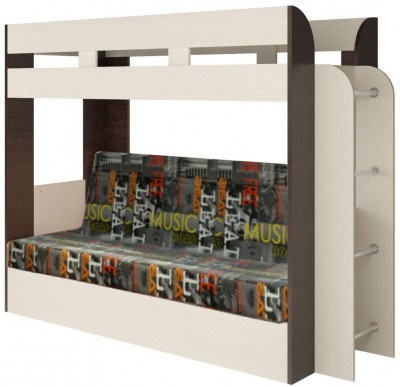 Карамель 75 кровать-диван Ясень Анкор Светлый / Бодега Темный / Ткань Музыка
