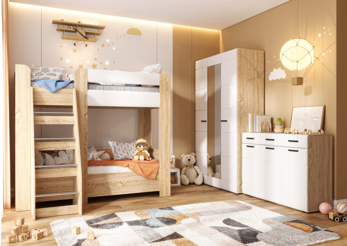 ЛИБЕРТИ ГС 01 Гостиная (2800х2100х400) Фасад МДФ БЕЛЫЙ ГЛЯНЕЦ/Корпус ДУБ СОНОМА