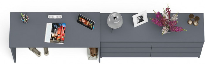 Мори Стол письменный МСП1200.1 + Комод МК1380.6, цвет графит, ШхГхВ 258,4х50х76,6 см., универсальная сборка