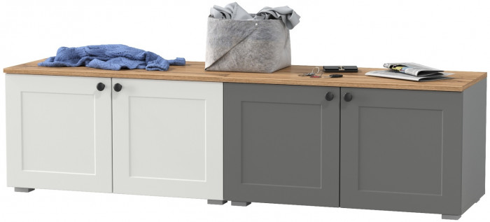 Остин 13.257 Тумба + 13.257 Тумба, белый шагрень/серый графит/дуб крафт золотой