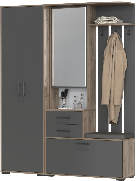 Прихожая 2-3430+2-3431дкт/граф Домино - Комплект для прихожей, дуб крафт табачный/графит