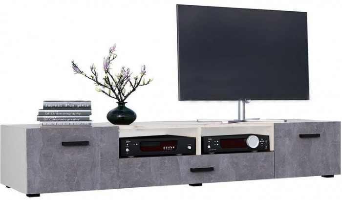 Нэнси New ЛДСП Тумба ТВ (2дв.+1ящ.) (Дуб Сонома, Бетон светлый)