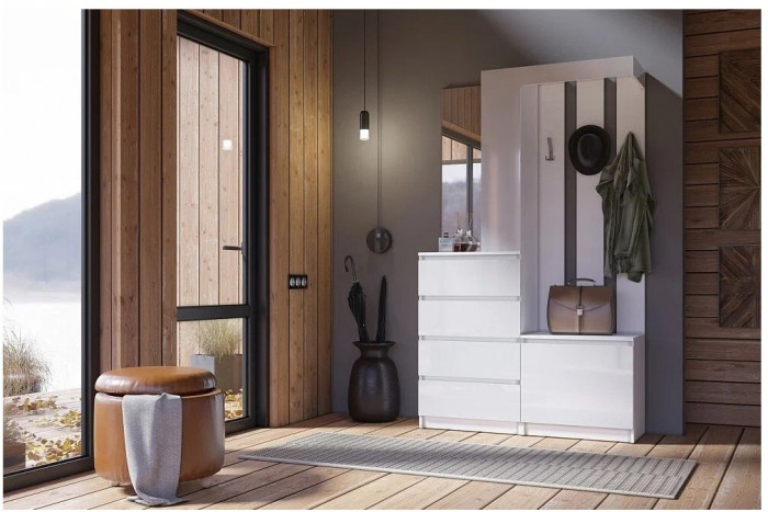 Челси Прихожая (Белый глянец, Белый)