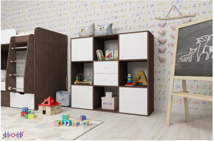 Стеллаж Джери (Ясень Анкор Темный/Лайм)