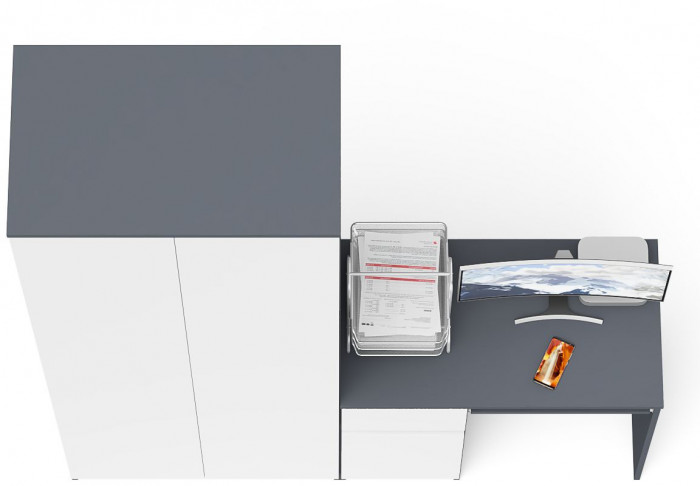 Мори Стол компьютерный МС-1 левый + Шкаф МШ800.1, цвет графит/белый, ШхГхВ 170,4х50,4х209,6 см., выдвижной ящик слева, НЕ универсальная сборка