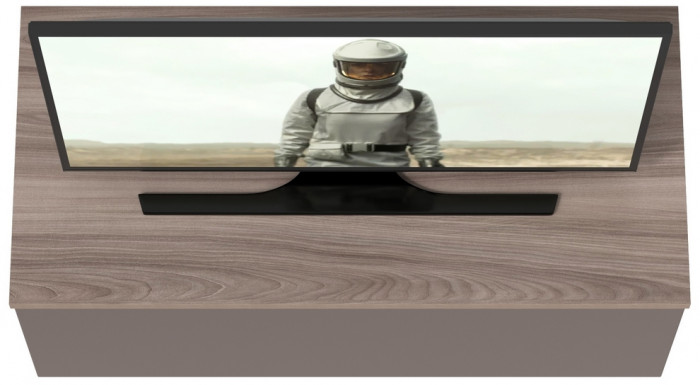 Роквуд Тумба под ТВ 16.54.01, цвет корпус ДСП эмили блаш/фасады МДФ графит мягкая шагрень, ШхГхВ 76,8х36,8х32 см.