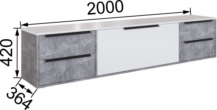 Малави Тумба для ТВ МТВ-1 ателье светлое/белый глянец