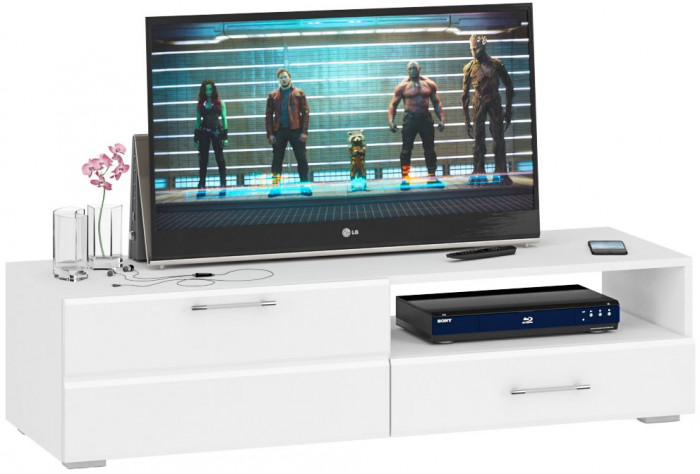 Спальня Стандарт 4-1200Я, белый/фасады ТВ тумбы МДФ белый глянец