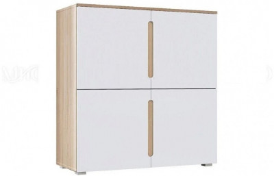 Ким Тумба 4-х створчатая, сонома / белый глянец