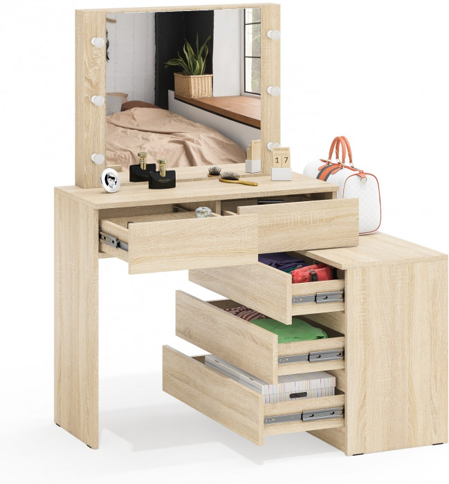 Стол косметический с подсветкой 110, дуб сонома