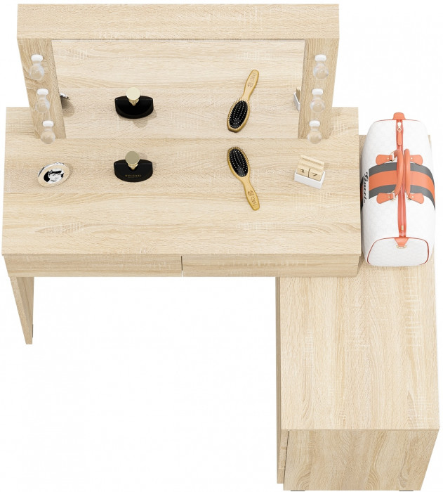 Стол косметический с подсветкой 110, дуб сонома