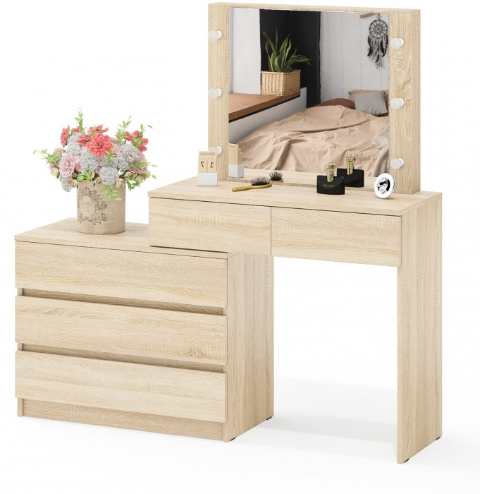 Стол косметический с подсветкой 110, дуб сонома