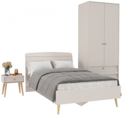 Афина Спальня Кровать 1200 + Шкаф 2-х дверный + Тумба, кашемир серый