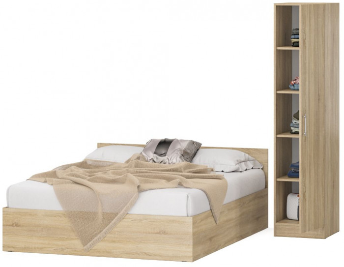 Кровать 1600 + Пенал Стандарт, дуб сонома
