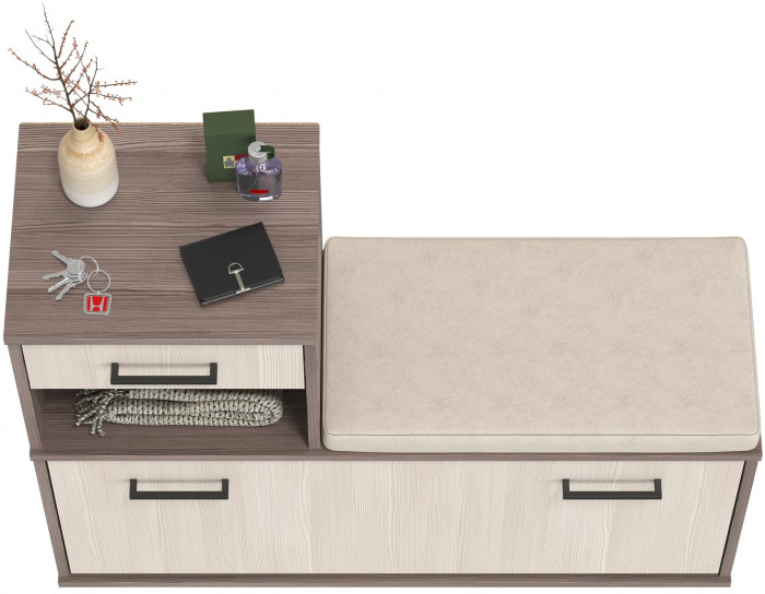 Лира ГК 2-0714бод.тем/св Тумба под обувь, цвет бодега тёмный/бодега светлый, ШхГхВ 100х33х75,5 см., универсальная сборка