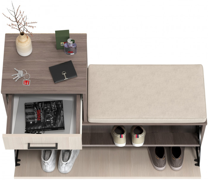 Лира ГК 2-0714бод.тем/св Тумба под обувь, цвет бодега тёмный/бодега светлый, ШхГхВ 100х33х75,5 см., универсальная сборка