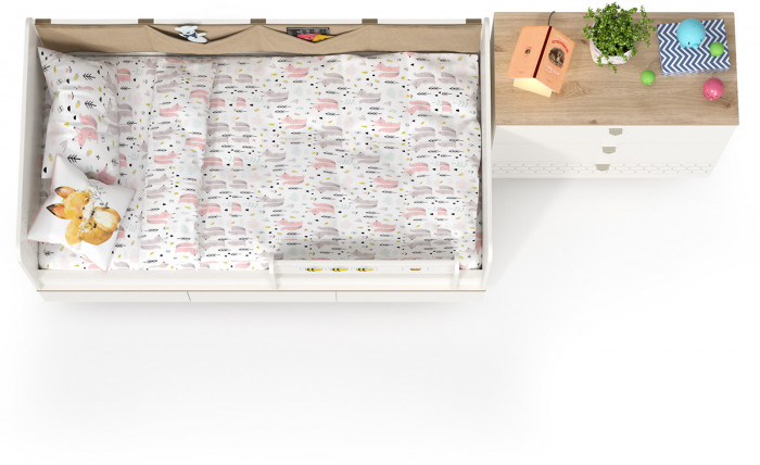 Эйп 11.40 Кровать + 13.322 Комод, белый/дуб белый