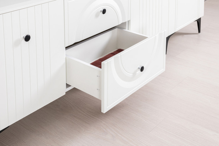 Валенсия Гостиная № 068, ЛДСП белый шагрень/МДФ белый шагрень