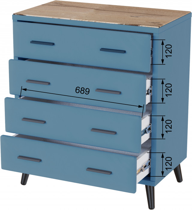 Комод интерьерный Пай светло-голубой/мдф дуб канадский