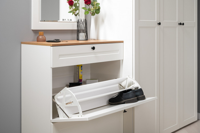 Остин Прихожая 23, белый шагрень/дуб крафт золотой