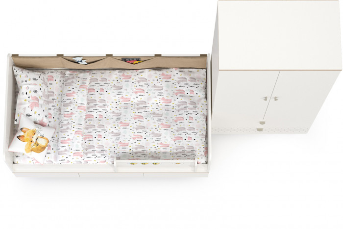 Эйп 11.40 Кровать + 13.334 Шкаф, белый/дуб белый