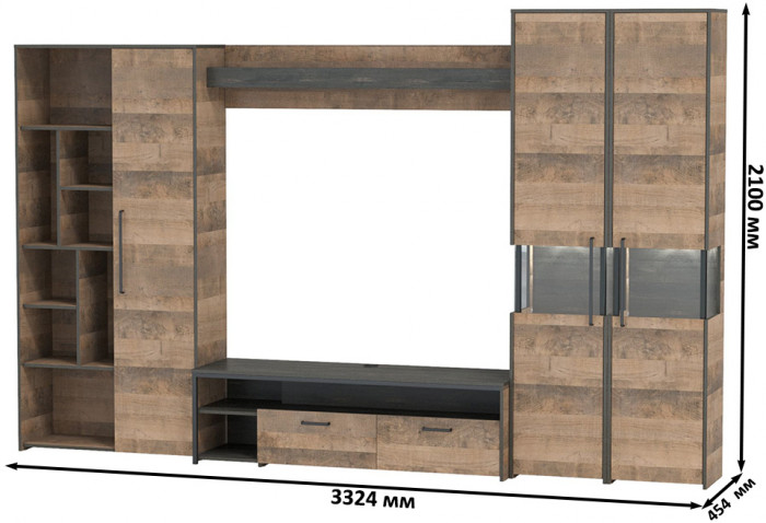 Трувор Гостиная 033, дуб гранж песочный/интра