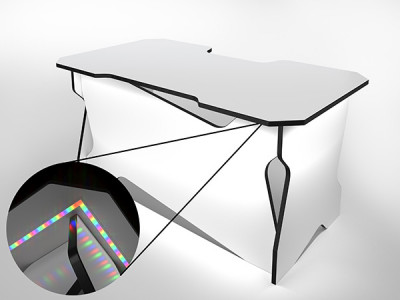 Игровой компьютерный стол RVG с подсветкой Белый/Черный 120