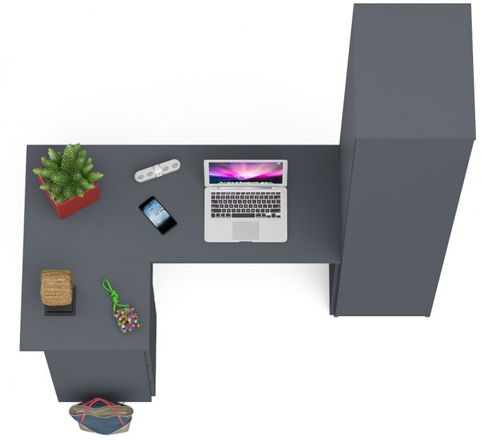 Мори компьютерный стол МС-16 левый + Пенал МШ400.1, графит