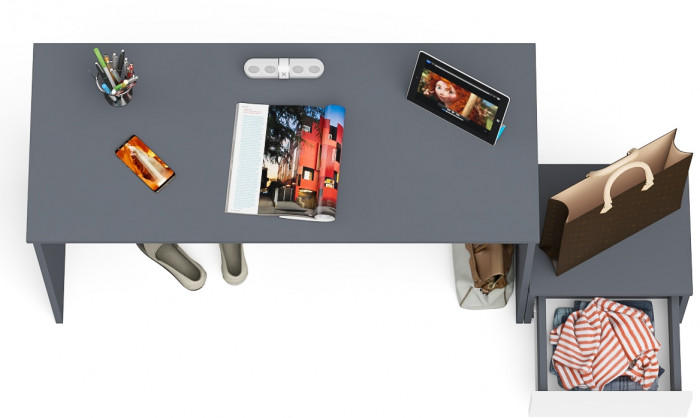 Мори письменный стол МСП1200.1 + Тумба ТМП400.1, графит/белый